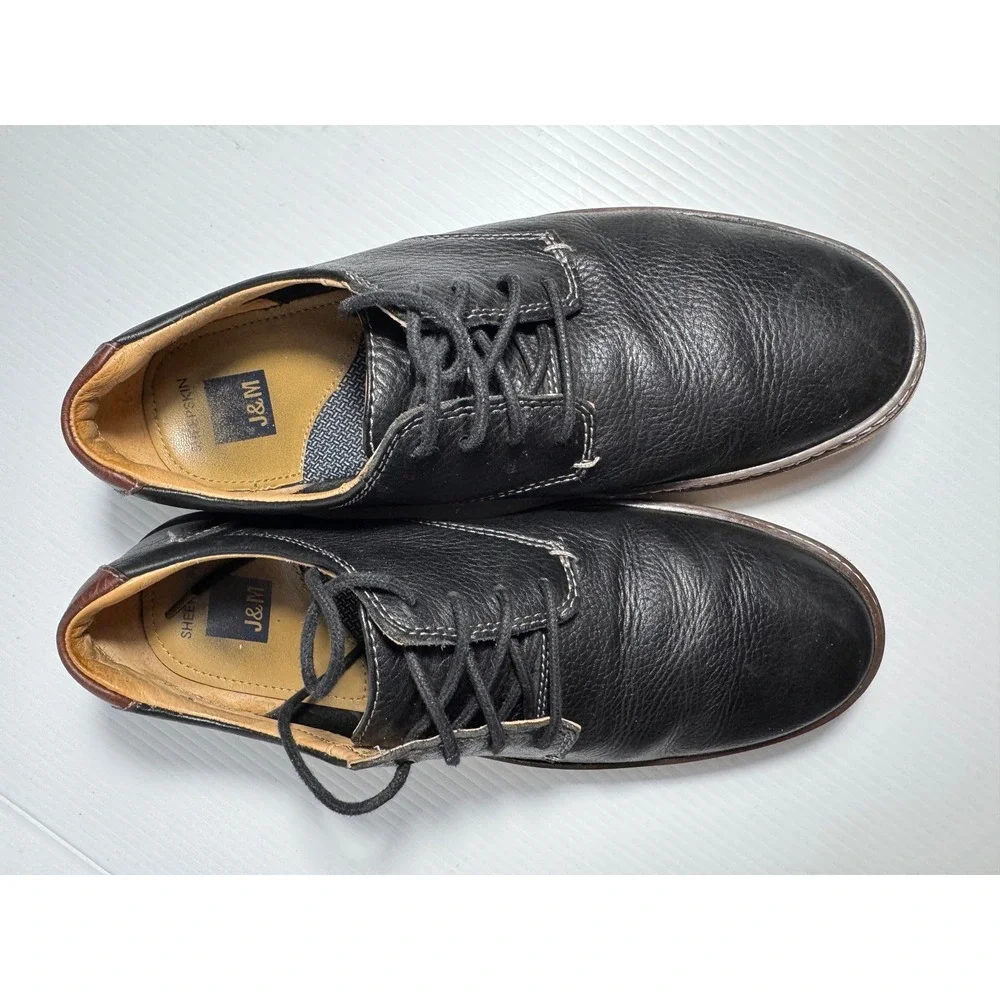 Johnston & Murphy J&M 1850 Mens Black Tumbled Leather Oxford Shoes 25-2641 8.5M
